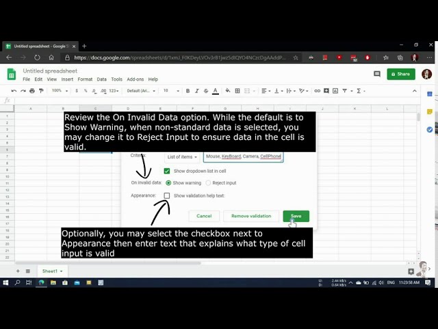 How to create a drop-down list in Google Sheets