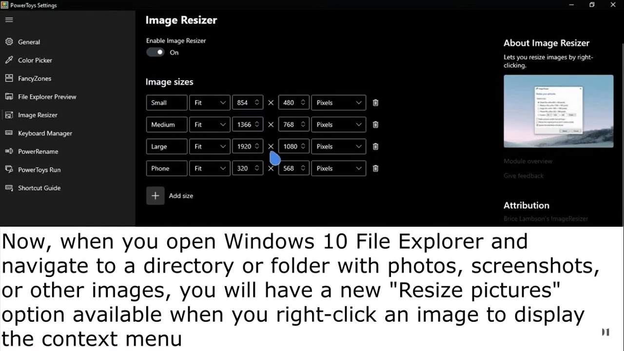 Windows 10 PowerToys How to use Image Resizer