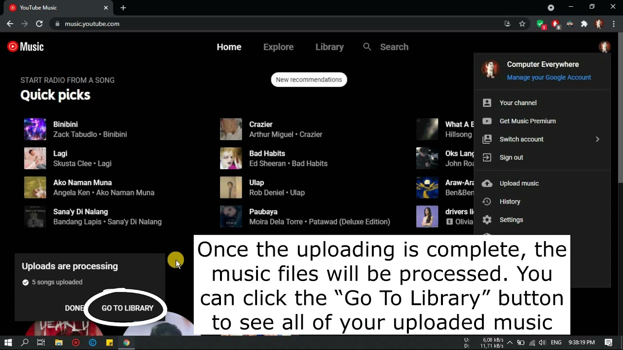 How to Upload Music to YouTube Music