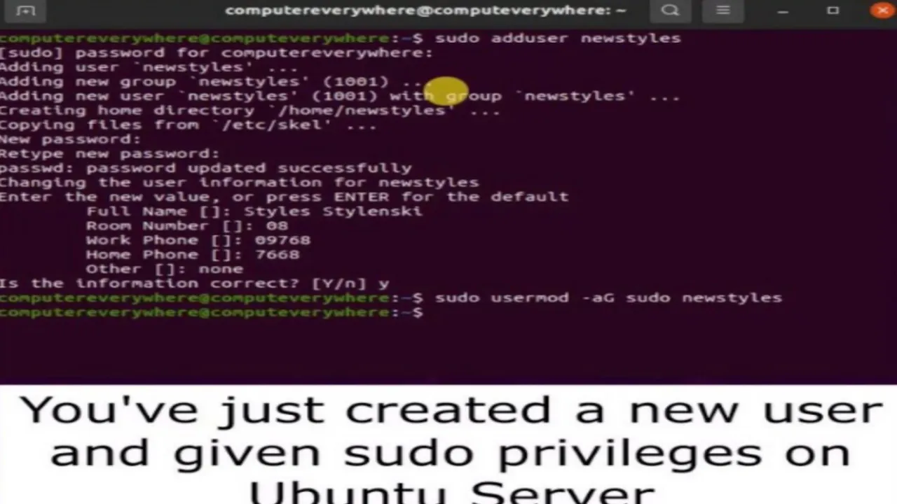 How to create a new user with admin privileges on Linux