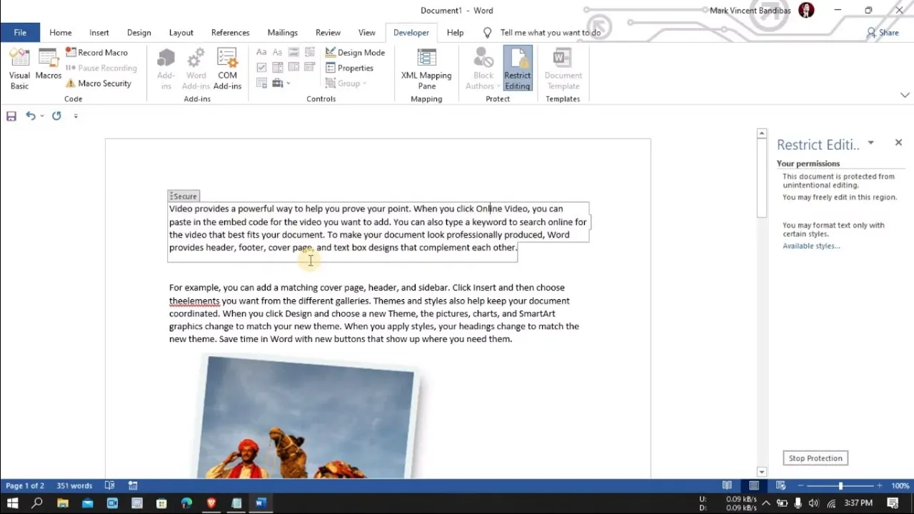 How to Lock Parts of a Microsoft Word Document