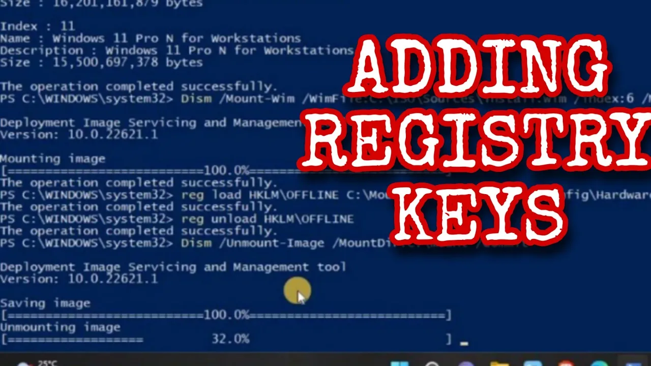 How to add Registry keys via DISM in Windows