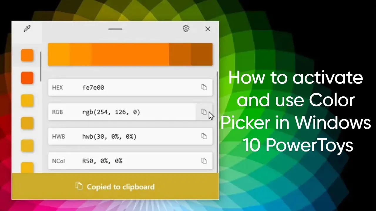 How to copy colors with the Color Picker tool in PowerToys