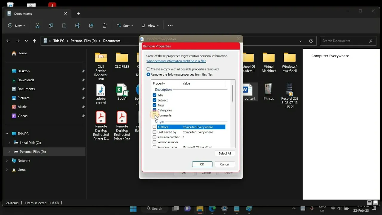 How to Remove Personal Information From Files Metadata on Windows 11