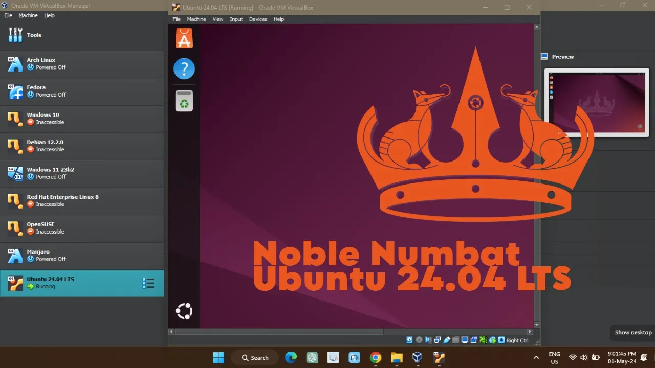 Install Ubuntu 24.04 LTS (Noble Numbat) on VirtualBox