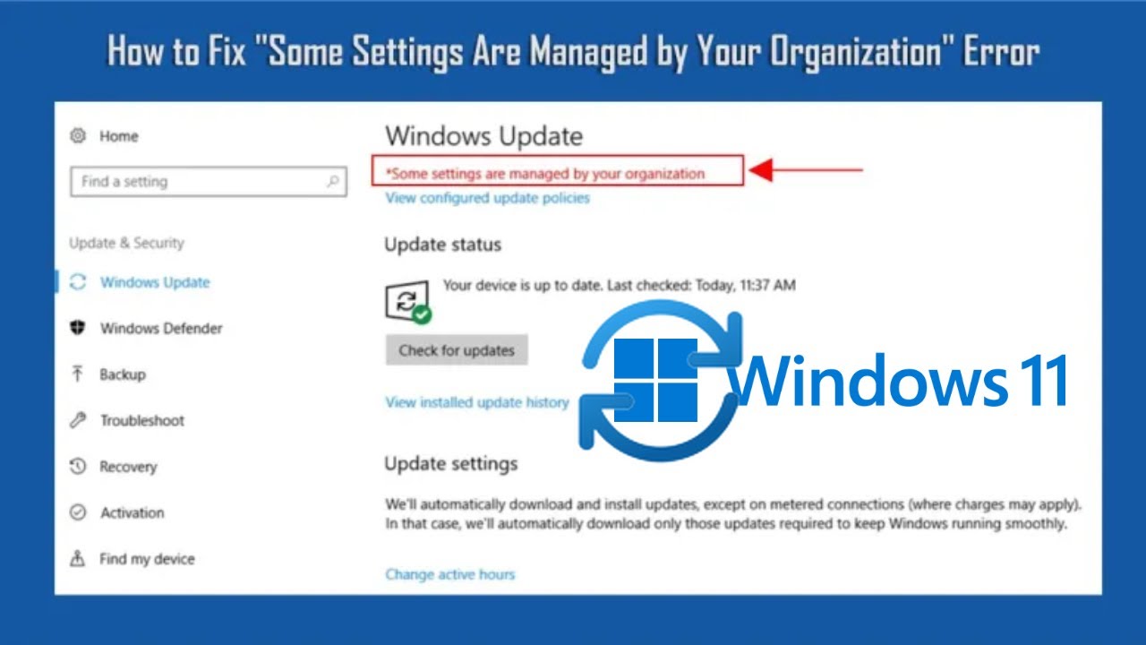How to Fix “Some Settings Are Managed by Your Organization” Error in Windows Update